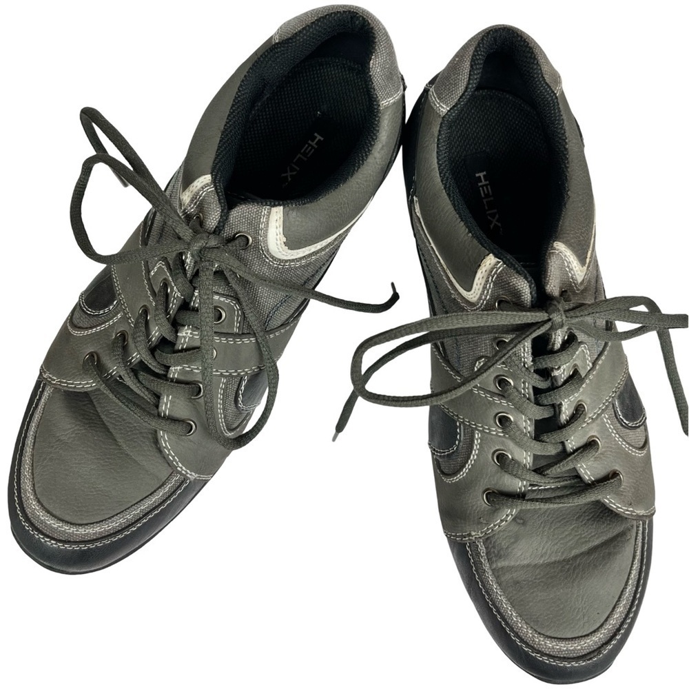 Helix Mens Casual Low Top Lace Up Sneaker Shoes Grey Size 10.5